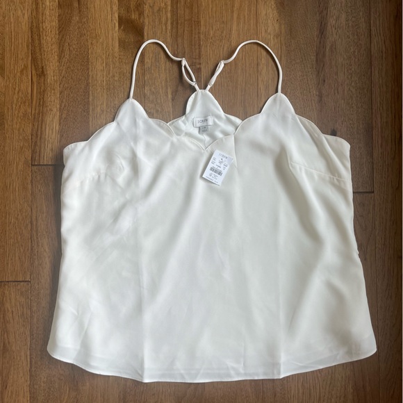 NWT J. Crew Cream Scalloped Cami Top Women’s Sz 16 Feminine Classic Minimal - Picture 1 of 7